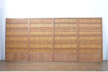 アンティーク建具　和の雰囲気を高める夏戸4枚セット(引き戸、簾戸、簀戸、葭戸、夏障子、御簾戸、葦戸)(R-064290)