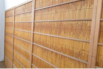 アンティーク建具　和の雰囲気を高める夏戸4枚セット(引き戸、簾戸、簀戸、葭戸、夏障子、御簾戸、葦戸)(R-064290)
