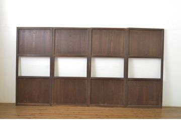アンティーク建具　レーザー組子入れます!　上品な和の雰囲気漂う組子帯戸4枚セット(引き戸、組子建具、レーザー組子板戸)(R-064292)