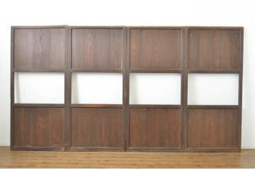 アンティーク建具　レーザー組子入れます!　上品な和の雰囲気漂う組子帯戸4枚セット(引き戸、組子建具、レーザー組子板戸)(R-064292)