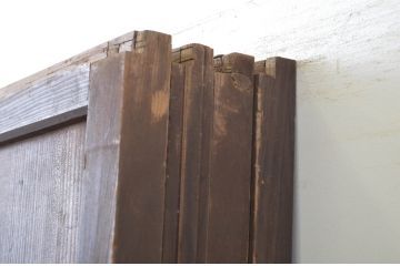 アンティーク建具　レーザー組子入れます!　上品な和の雰囲気漂う組子帯戸4枚セット(引き戸、組子建具、レーザー組子板戸)(R-064292)