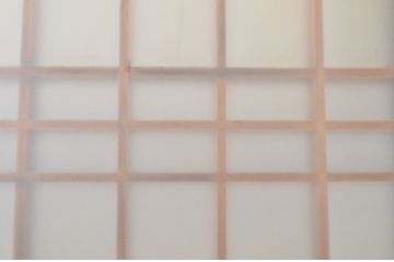 アンティーク建具　透かし彫りがおしゃれな格子入りのガラス戸2枚セット(引き戸)(R-064293)