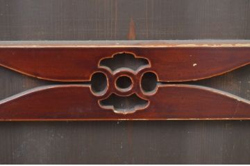 アンティーク建具　透かし彫りがおしゃれな格子入りのガラス戸2枚セット(引き戸)(R-064293)