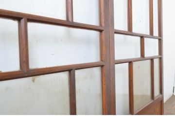 アンティーク建具　大正ロマンの雰囲気を醸し出すお洒落なガラス戸2枚セット(引き戸)(R-064295)