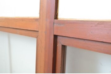 アンティーク建具　落ち着きのある和を演出するガラス入り障子戸4枚セット(引き戸)(R-064296)