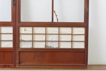 アンティーク建具　落ち着きのある和を演出するガラス入り障子戸3枚セット(引き戸)(R-064297)