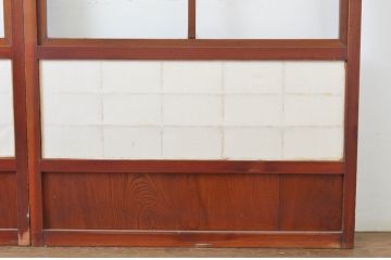 アンティーク建具　落ち着きのある和を演出するガラス入り障子戸3枚セット(引き戸)(R-064297)