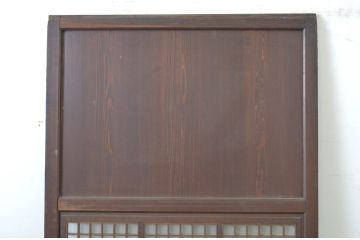 アンティーク建具　上品な和の雰囲気漂う格子ガラス入りの帯戸1枚(引き戸、板戸、ガラス帯戸)(R-064298)