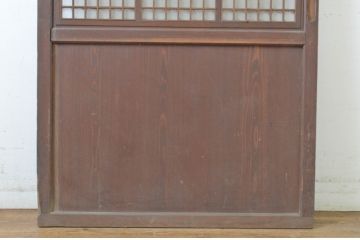 アンティーク建具　上品な和の雰囲気漂う格子ガラス入りの帯戸1枚(引き戸、板戸、ガラス帯戸)(R-064298)