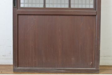 アンティーク建具　上品な和の雰囲気漂う格子ガラス入りの帯戸1枚(引き戸、板戸、ガラス帯戸)(R-064298)
