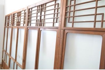 アンティーク建具　大正ロマンの雰囲気香るガラス戸4枚セット(引き戸)(R-064300)