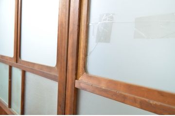 アンティーク建具　大正ロマンの雰囲気香るガラス戸4枚セット(引き戸)(R-064300)