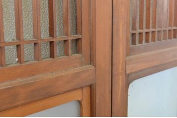 アンティーク建具　大正ロマンの情緒あふれる幅狭ガラス戸4枚セット(引き戸)(R-064301)