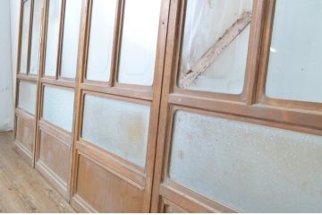 アンティーク建具　大正ロマンの情緒あふれる幅狭ガラス戸4枚セット(引き戸)(R-064301)