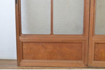 アンティーク建具　菱型の組子細工がおしゃれな組子入りガラス戸2枚セット(引き戸)(R-064302)