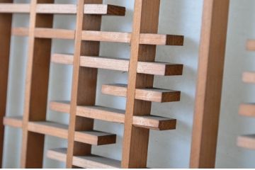 アンティーク建具　菱型の組子細工がおしゃれな組子入りガラス戸2枚セット(引き戸)(R-064302)