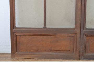 アンティーク建具　菱型の組子細工がおしゃれな組子入りガラス戸2枚セット(引き戸)(R-064302)
