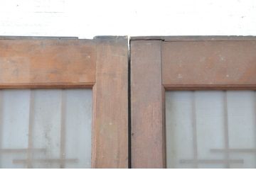 アンティーク建具　菱型の組子細工がおしゃれな組子入りガラス戸2枚セット(引き戸)(R-064302)