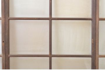 アンティーク建具　シンプルなデザインでお部屋に取り入れやすいガラス戸4枚セット(引き戸)(R-064303)
