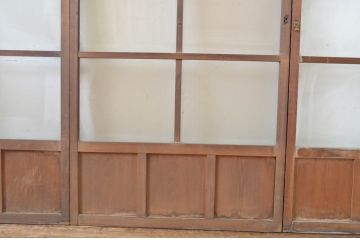 アンティーク建具　シンプルなデザインでお部屋に取り入れやすいガラス戸4枚セット(引き戸)(R-064303)