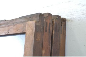 アンティーク建具　シンプルなデザインでお部屋に取り入れやすいガラス戸4枚セット(引き戸)(R-064303)
