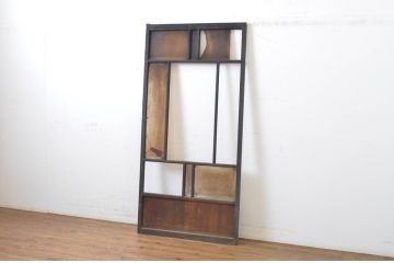 アンティーク建具　大正ロマン　時代の流れを感じさせるガラス戸1枚(引き戸)(R-064305)