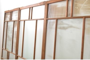 アンティーク建具　大正ロマン　懐かしい雰囲気を感じさせるガラス戸3枚セット(引き戸)(R-064306)