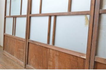 アンティーク建具　大正ロマン　懐かしい雰囲気を感じさせるガラス戸3枚セット(引き戸)(R-064306)