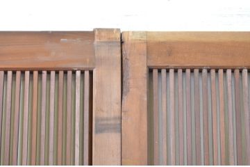 アンティーク建具　高級品　上質な和の空間づくりにおすすめの裏障子付き万本格子戸4枚セット(ガラス帯戸、引き戸)(R-064307)