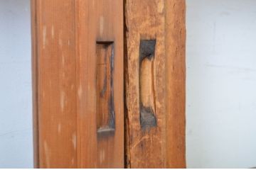 アンティーク建具　高級品　上質な和の空間づくりにおすすめの裏障子付き万本格子戸4枚セット(ガラス帯戸、引き戸)(R-064307)