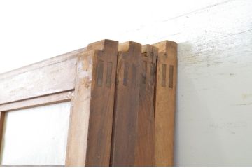 アンティーク建具　高級品　上質な和の空間づくりにおすすめの裏障子付き万本格子戸4枚セット(ガラス帯戸、引き戸)(R-064307)