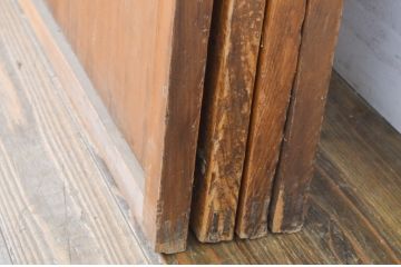 アンティーク建具　高級品　上質な和の空間づくりにおすすめの裏障子付き万本格子戸4枚セット(ガラス帯戸、引き戸)(R-064307)