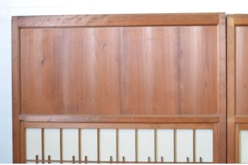 アンティーク建具　変わりデザイン　和の風情漂う障子帯戸4枚セット(障子戸、板戸、引き戸)(R-064308)