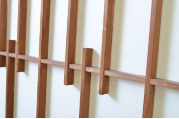 アンティーク建具　変わりデザイン　和の風情漂う障子帯戸4枚セット(障子戸、板戸、引き戸)(R-064308)