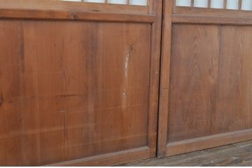 アンティーク建具　変わりデザイン　和の風情漂う障子帯戸4枚セット(障子戸、板戸、引き戸)(R-064308)