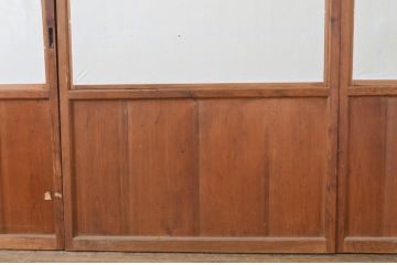 アンティーク建具　変わりデザイン　和の風情漂う障子帯戸4枚セット(障子戸、板戸、引き戸)(R-064308)
