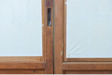 アンティーク建具　変わりデザイン　和の風情漂う障子帯戸4枚セット(障子戸、板戸、引き戸)(R-064308)
