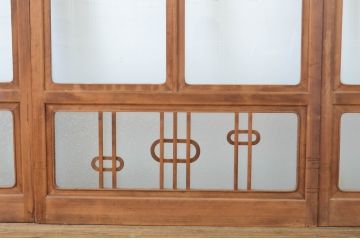 アンティーク建具　大正ロマンの雰囲気が魅力的な組子入りガラス戸4枚セット(引き戸)(R-064309)