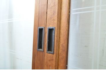 アンティーク建具　大正ロマンの雰囲気が魅力的な組子入りガラス戸4枚セット(引き戸)(R-064309)