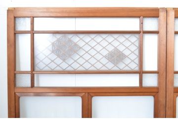 アンティーク建具　大正ロマンの雰囲気が魅力的な組子入りガラス戸4枚セット(引き戸)(R-064309)