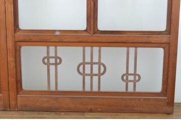 アンティーク建具　大正ロマンの雰囲気が魅力的な組子入りガラス戸4枚セット(引き戸)(R-064309)