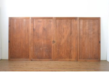 アンティーク建具　上手物!!　美しい杢目が目を惹く高級帯戸4枚セット(板戸、引き戸)(R-064310)