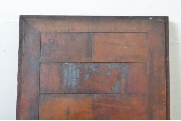 アンティーク建具　激レア　希少!　銅板張りの打ち出し細工が懐かしい雰囲気を醸し出す冷蔵庫の扉1枚(ドア)(R-064311)