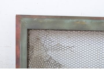 アンティーク建具　希少!!　経年を感じる風合いが魅力的な銅板張りの金網窓1枚(引き戸)(R-064312)