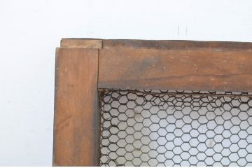 アンティーク建具　希少!!　経年を感じる風合いが魅力的な銅板張りの金網窓1枚(引き戸)(R-064312)