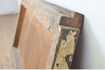 アンティーク建具　希少　銅板張りが珍しい!経年を感じる小窓1枚(引き戸)(R-064313)
