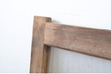 アンティーク建具　銀モールガラス入り!シンプルでどんなお部屋にも合わせやすいガラス窓2枚セット(ガラス戸、引き戸)(R-064315)