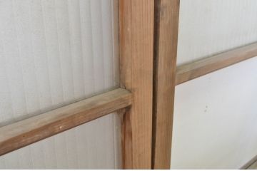 アンティーク建具　銀モールガラス入り!シンプルでどんなお部屋にも合わせやすいガラス窓2枚セット(ガラス戸、引き戸)(R-064315)