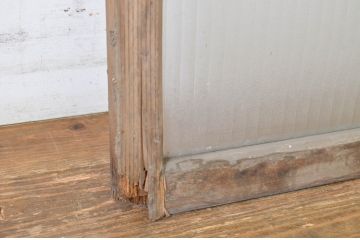 アンティーク建具　銀モールガラス入り!シンプルでどんなお部屋にも合わせやすいガラス窓2枚セット(ガラス戸、引き戸)(R-064315)