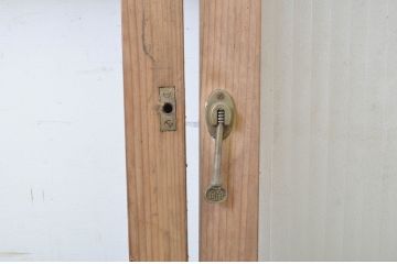 アンティーク建具　銀モールガラス入り!シンプルでどんなお部屋にも合わせやすいガラス窓2枚セット(ガラス戸、引き戸)(R-064315)